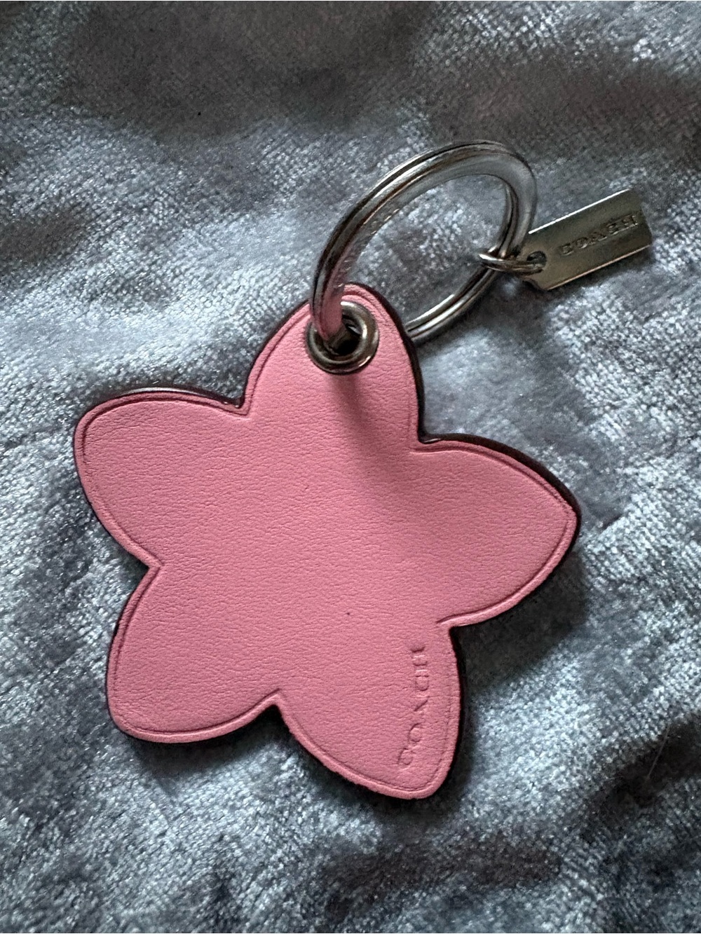 Coach Pink Flower Leather Key Ring